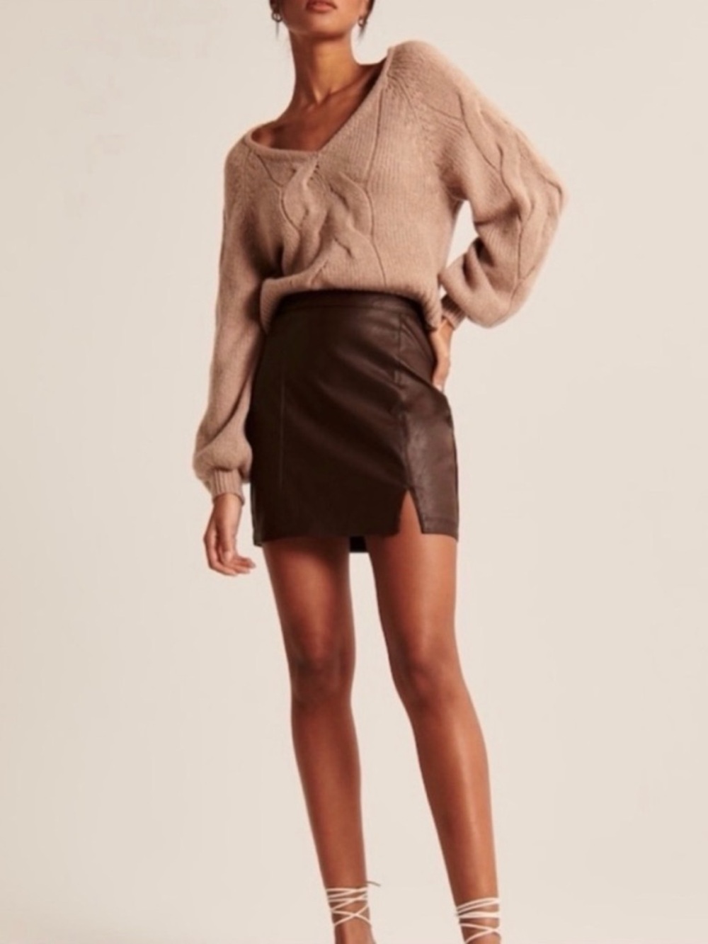 NWT Vegan Leather Mini Skirt in Dark Brown